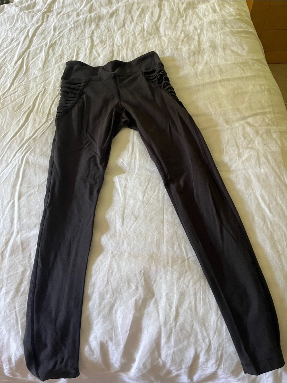 Black  Leggings with Side Ruched Detail